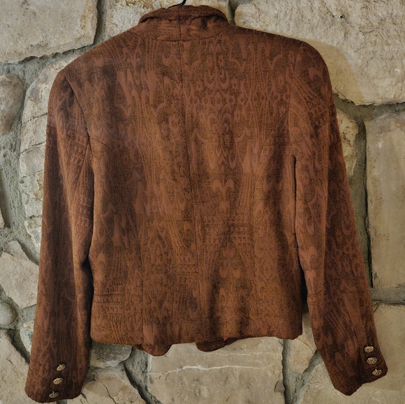 Blazer Jacket Rust Color with Pockets and Gold Tone Buttons - Picture 3 of 10